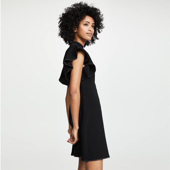Cinq a Sept "Reiko" Black Crepe Dress with Topstitch detail, size 2 - Picture 4 of 13
